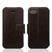 High-quality Folio Leather Stand Case for iPhone 5S with PC Holder Inside