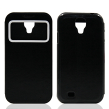 Black and white PU Leather Case for Samsung Galaxy S4, Ultra-slim Version, with Stand Function