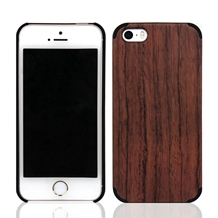 High-quality Rubber Coated Case for iPhone 5 PC with Genuine Handmade Wood, Luxury and Classic