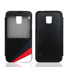 Leather folio case for Samsung galaxy S5, interior microfiber heat pressed for both sides