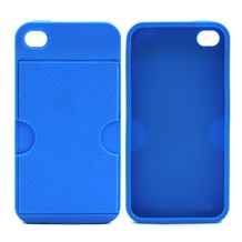 Fashion Sky Blue TPU Cases Covers with Card Slot Back for iPhone 4/4S, Lightweight, Tear-resistant